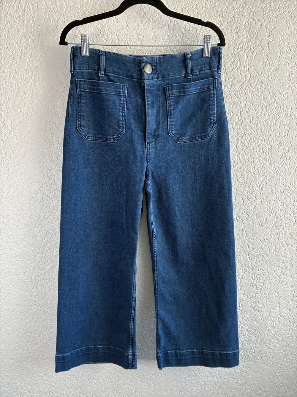 Anthropologie Maeve Colette Jeans Dark Wash Wide Leg High Rise Crop 32P - Picture 4 of 10